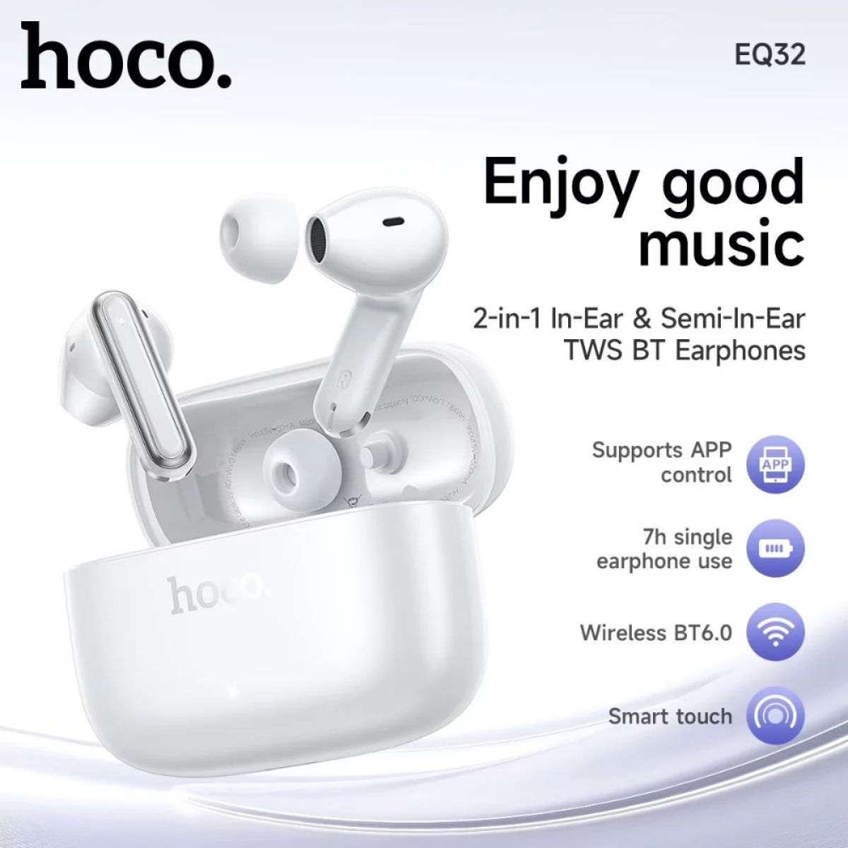 Ασύρματα Ακουστικά Bluetooth HOCO EQ32 Astute 2 σε 1 με Θήκη Φόρτισης