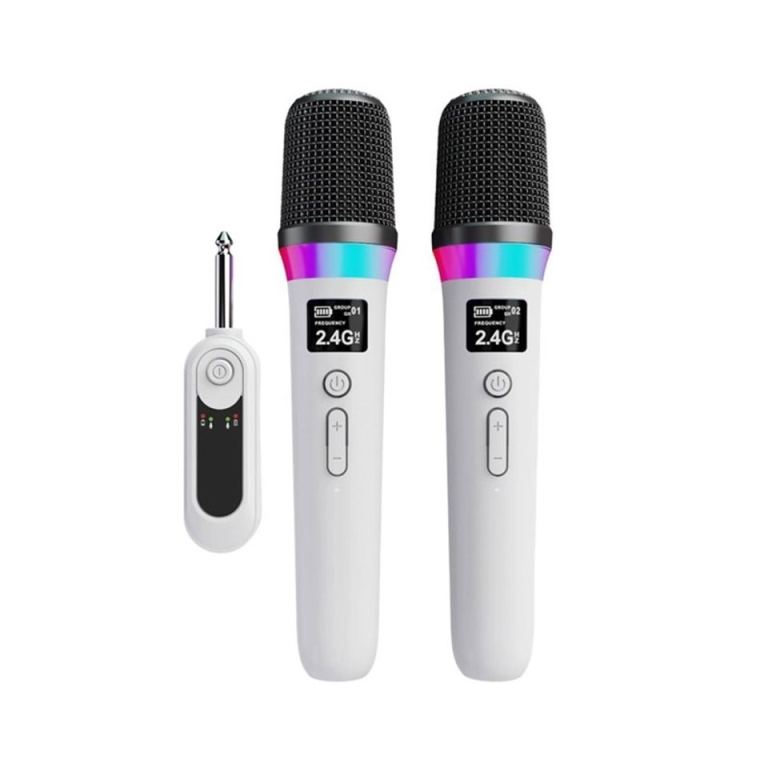 Ασύρματα Μικρόφωνα Σετ 2τμχ 2.4GHz με RGB Φωτισμό Andowl Q-MIC12