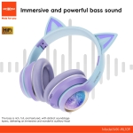 Ασύρματα Παιδικά Ακουστικά Bluetooth με Αυτάκια Γάτας LED Moxom MX-WL109 - Image 4