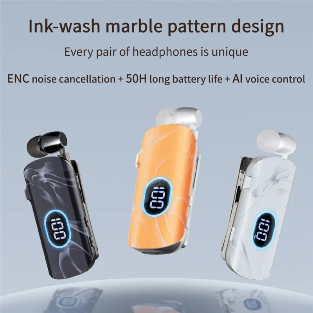 Ασύρματο Ακουστικό Bluetooth με Κλιπ, AI Voice Control, Οθόνη LED και Μείωση Θορύβου ENC - K93 - Image 3