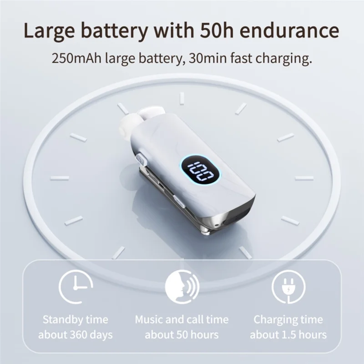 Ασύρματο Ακουστικό Bluetooth με Κλιπ, AI Voice Control, Οθόνη LED και Μείωση Θορύβου ENC - K93 - Image 4