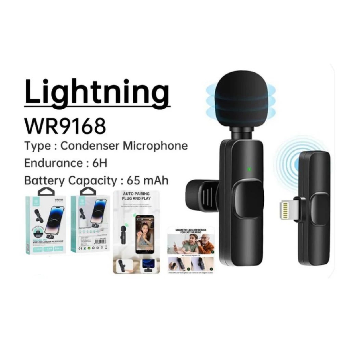 Ασύρματο Μικρόφωνο Πέτου Lightning WR9168 – Plug & Play
