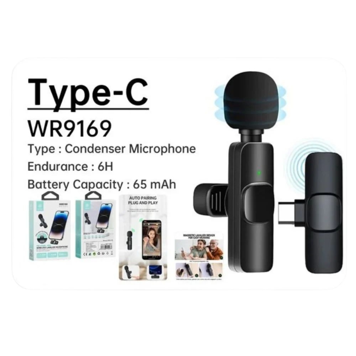 Ασύρματο Μικρόφωνο Πέτου Type-C WR9169 – Plug & Play