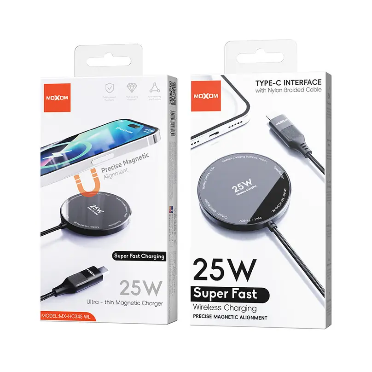 Ασύρματος Μαγνητικός Φορτιστής MagSafe Qi 25W με USB-C Moxom MX-HC345 WL - Image 2
