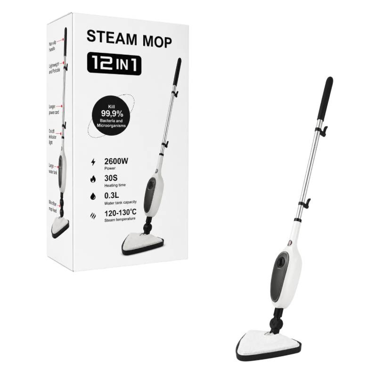 Ατμοκαθαριστής Δαπέδου 12 σε 1 2600W με Δοχείο 300ml Steam Mop - Image 9