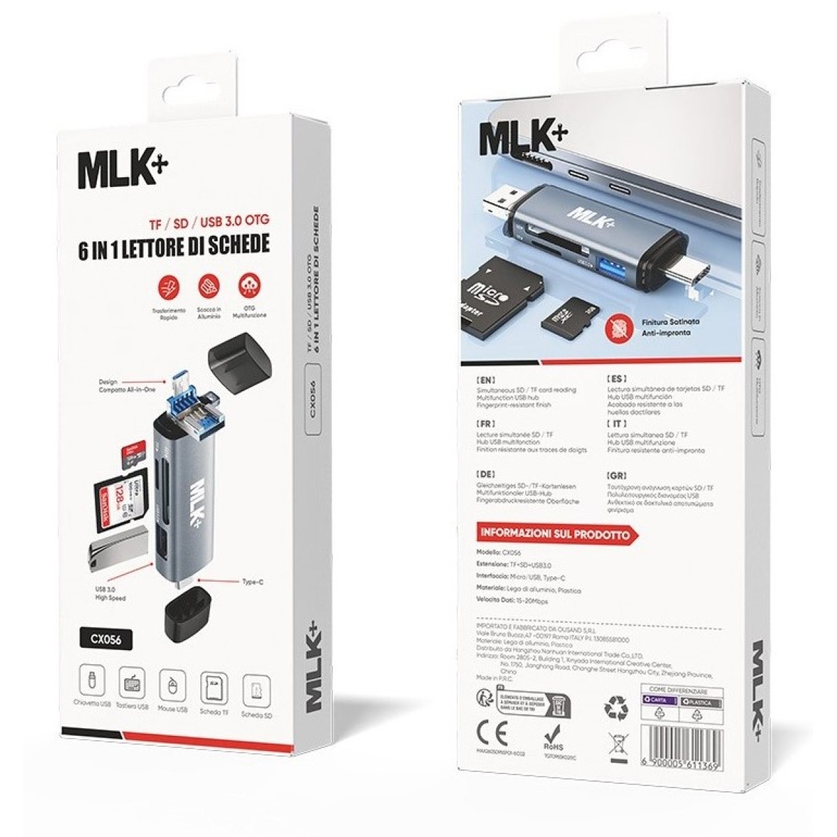 Card Reader 6 σε 1 OTG USB 3.0 με Θύρες Type-C, Micro-USB και Υποδοχές SD/TF MLK+ CX056 - Image 3
