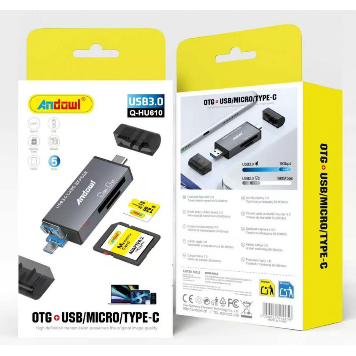 Card Reader USB 3.0 OTG Andowl Q-HU610