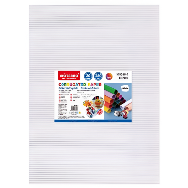 Χαρτόνι Οντουλέ Κυματοειδές Λευκό 50x70cm 160g 20 Φύλλων Motarro MU390-1