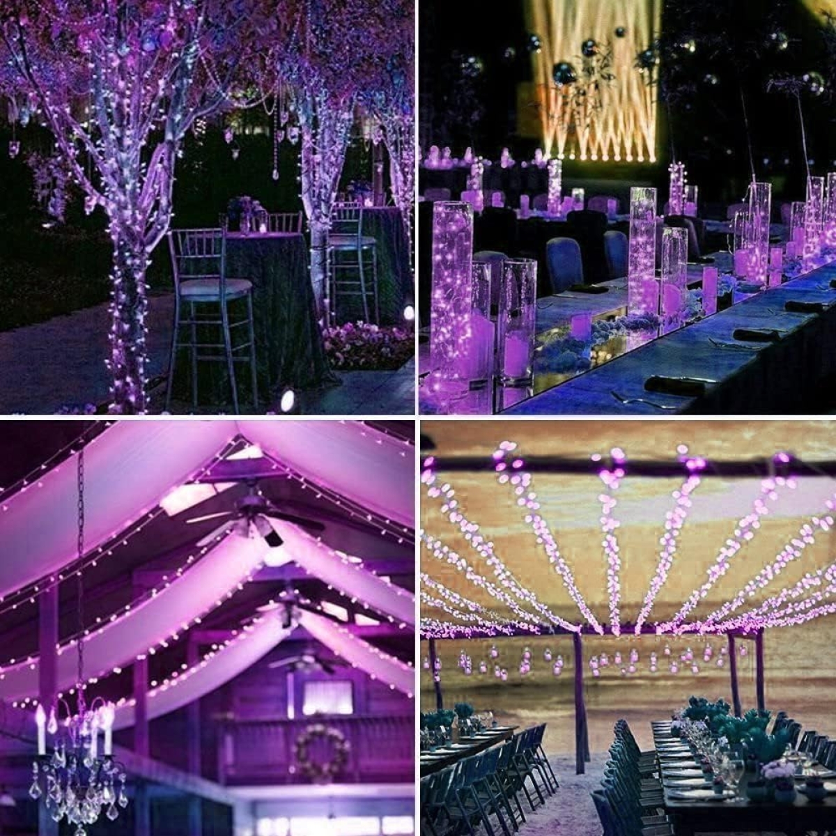 Χριστουγεννιάτικα Λαμπάκια 100 LED 10m με Πράσινο Καλώδιο & Μωβ Φωτισμό - Image 7