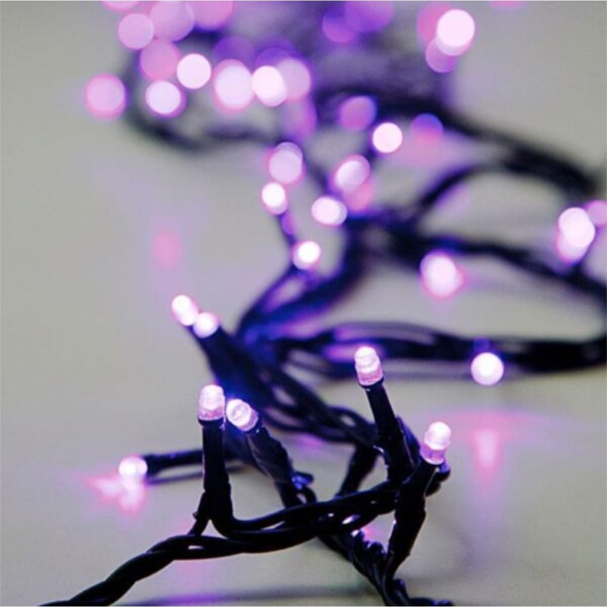 Χριστουγεννιάτικα Λαμπάκια 100 LED 10m με Πράσινο Καλώδιο & Μωβ Φωτισμό - Image 2