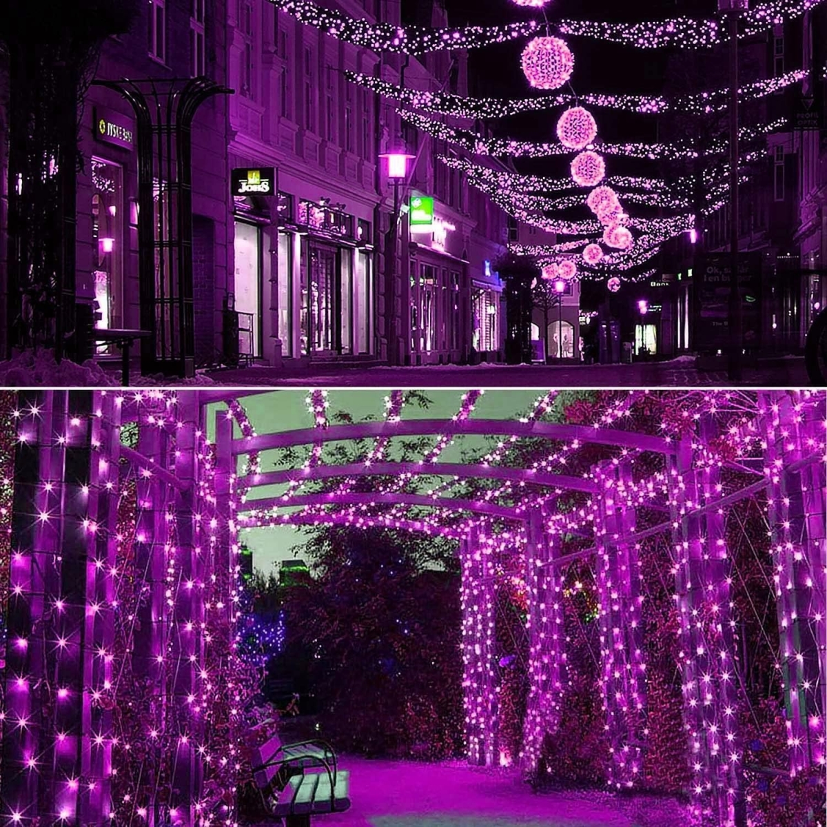 Χριστουγεννιάτικα Λαμπάκια 100 LED 10m με Πράσινο Καλώδιο & Ροζ Φωτισμό - Image 7