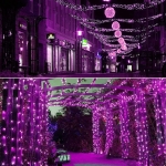 Χριστουγεννιάτικα Λαμπάκια 100 LED 10m με Πράσινο Καλώδιο & Ροζ Φωτισμό - Image 7