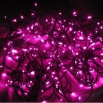 Χριστουγεννιάτικα Λαμπάκια 100 LED 10m με Πράσινο Καλώδιο & Ροζ Φωτισμό