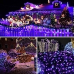 Χριστουγεννιάτικα Λαμπάκια 100 LED 10m Σειρά με Διάφανο Καλώδιο & Μωβ Φωτισμό - Image 6