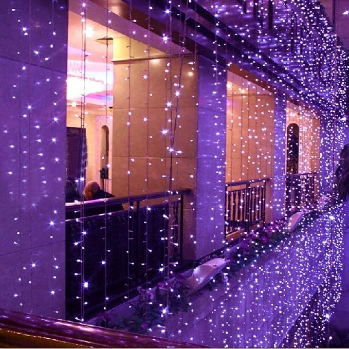 Χριστουγεννιάτικα Λαμπάκια 100 LED 10m Σειρά με Διάφανο Καλώδιο & Μωβ Φωτισμό - Image 5