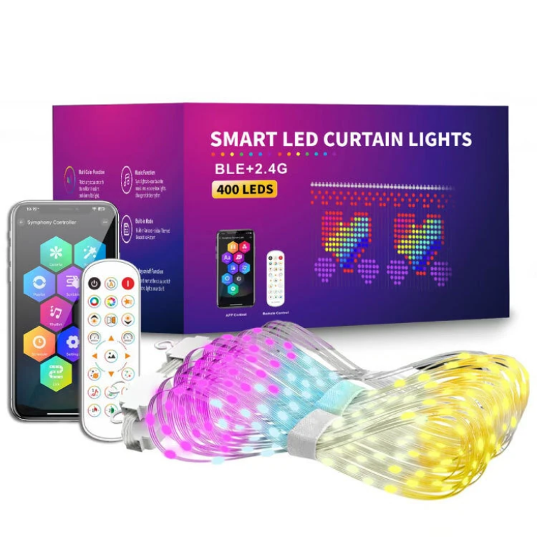 Χριστουγεννιάτικη Κουρτίνα 400 LED RGB 2x2m με Bluetooth, Μουσικό Συγχρονισμό και Τηλεχειριστήριο