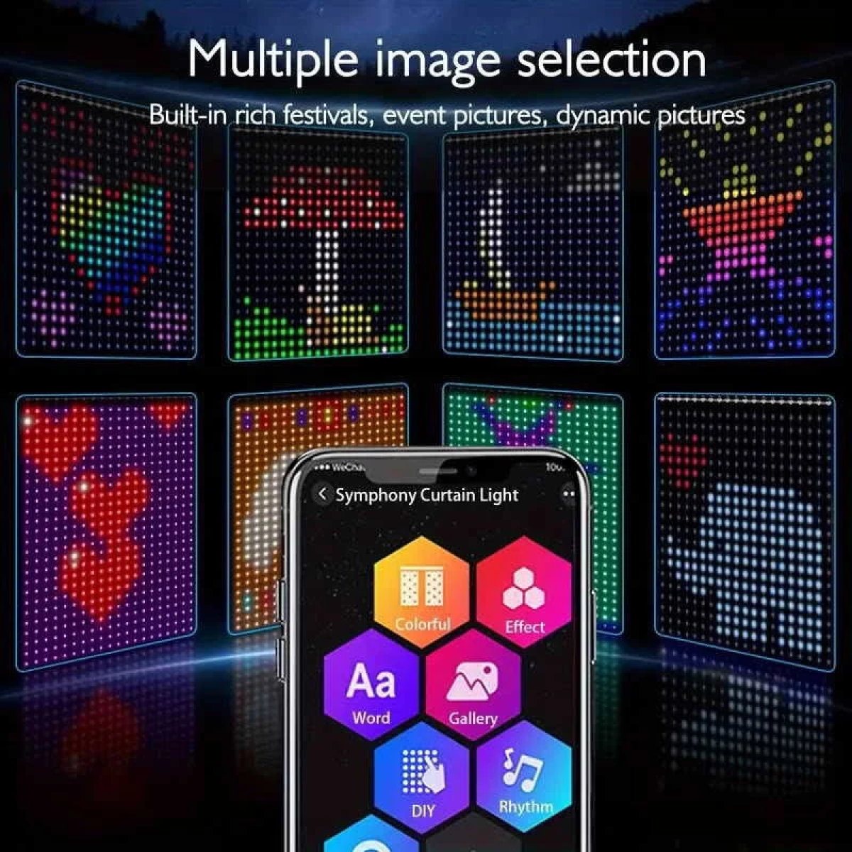 Χριστουγεννιάτικη Κουρτίνα 400 LED RGB 2x2m με Bluetooth, Μουσικό Συγχρονισμό και Τηλεχειριστήριο - Image 9