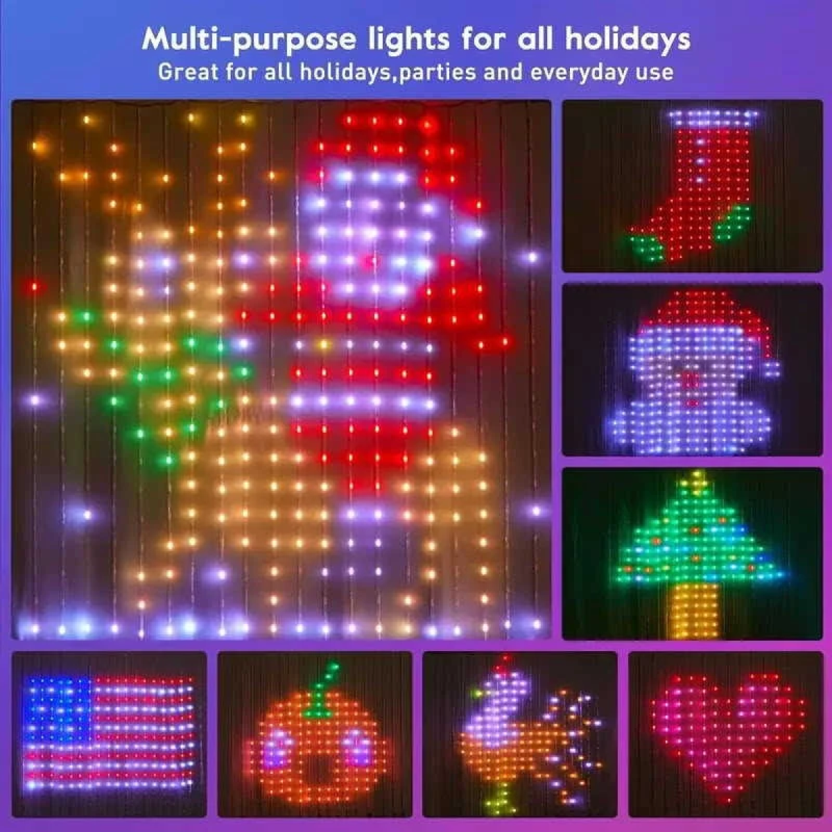 Χριστουγεννιάτικη Κουρτίνα 400 LED RGB 2x2m με Bluetooth, Μουσικό Συγχρονισμό και Τηλεχειριστήριο - Image 4