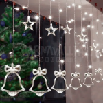 Χριστουγεννιάτικη Κουρτίνα LED με 5 Kαμπάνες και 5 Αστέρια 3m Ψυχρό Λευκό 8 Προγραμμάτων IP44
