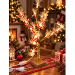 Χριστουγεννιάτικο Δεντράκι 60cm με 18 Φωτάκια LED Οπτικών Ινών Άγιος Βασίλης FD3348