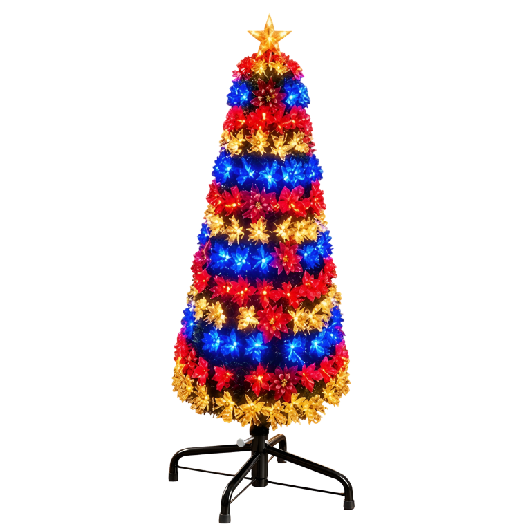 Χριστουγεννιάτικο Δέντρο 90cm με 80 LED και Γιρλάντα με Λουλούδια - FD4234