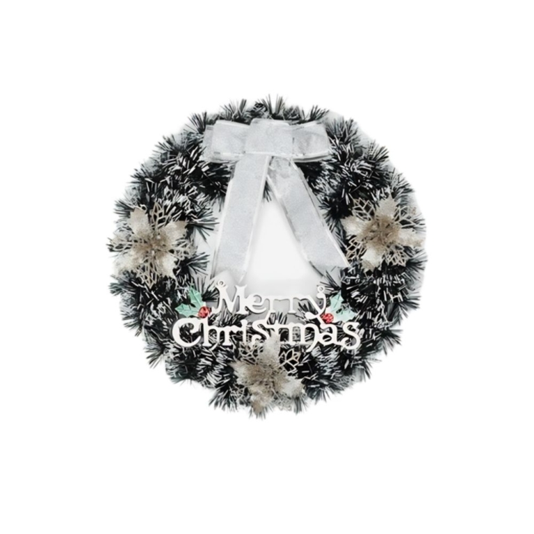 Χριστουγεννιάτικο Στεφάνι Πόρτας "Merry Christmas" 30cm με Κουκουνάρια