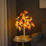 Διακοσμητικό Δεντράκι 60cm με 24 LED Πορτοκαλί Φύλλα και Θερμό Λευκό Φωτισμό - Image 3