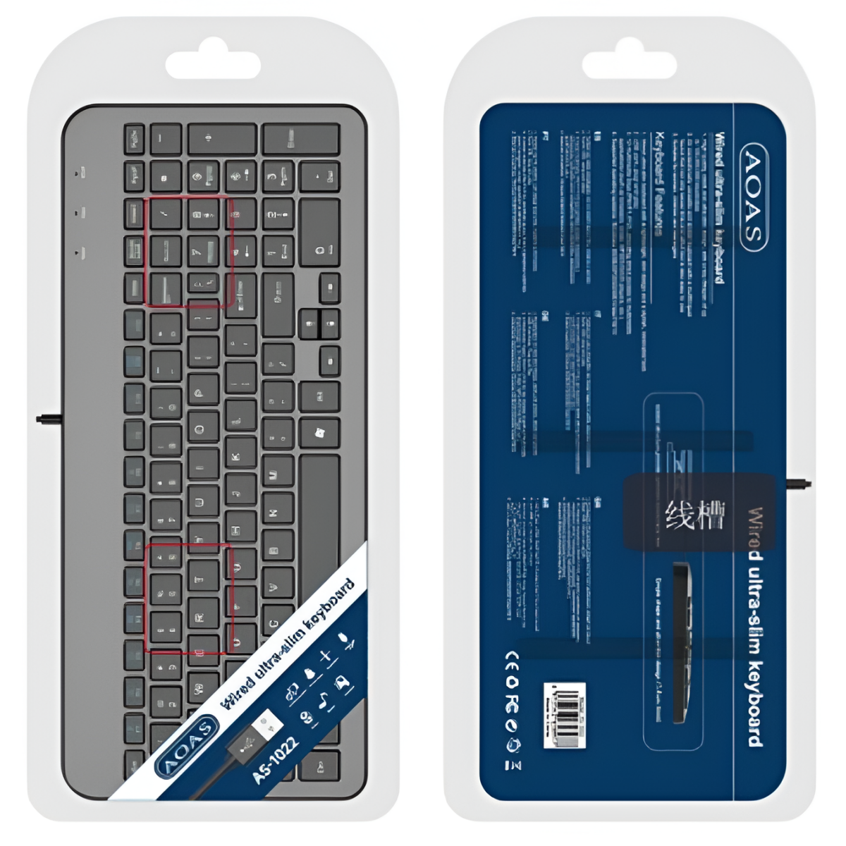 Ενσύρματο Πληκτρολόγιο USB Ultra Slim με Αριθμητικό Πληκτρολόγιο AOAS A-1022
