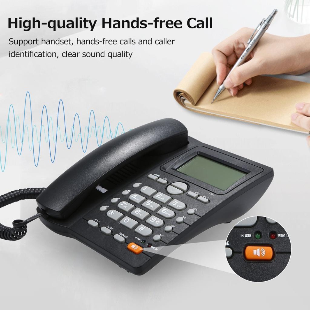 Ενσύρματο Τηλέφωνο με Οθόνη LCD & Caller ID Μαύρο OHO-012 - Image 4