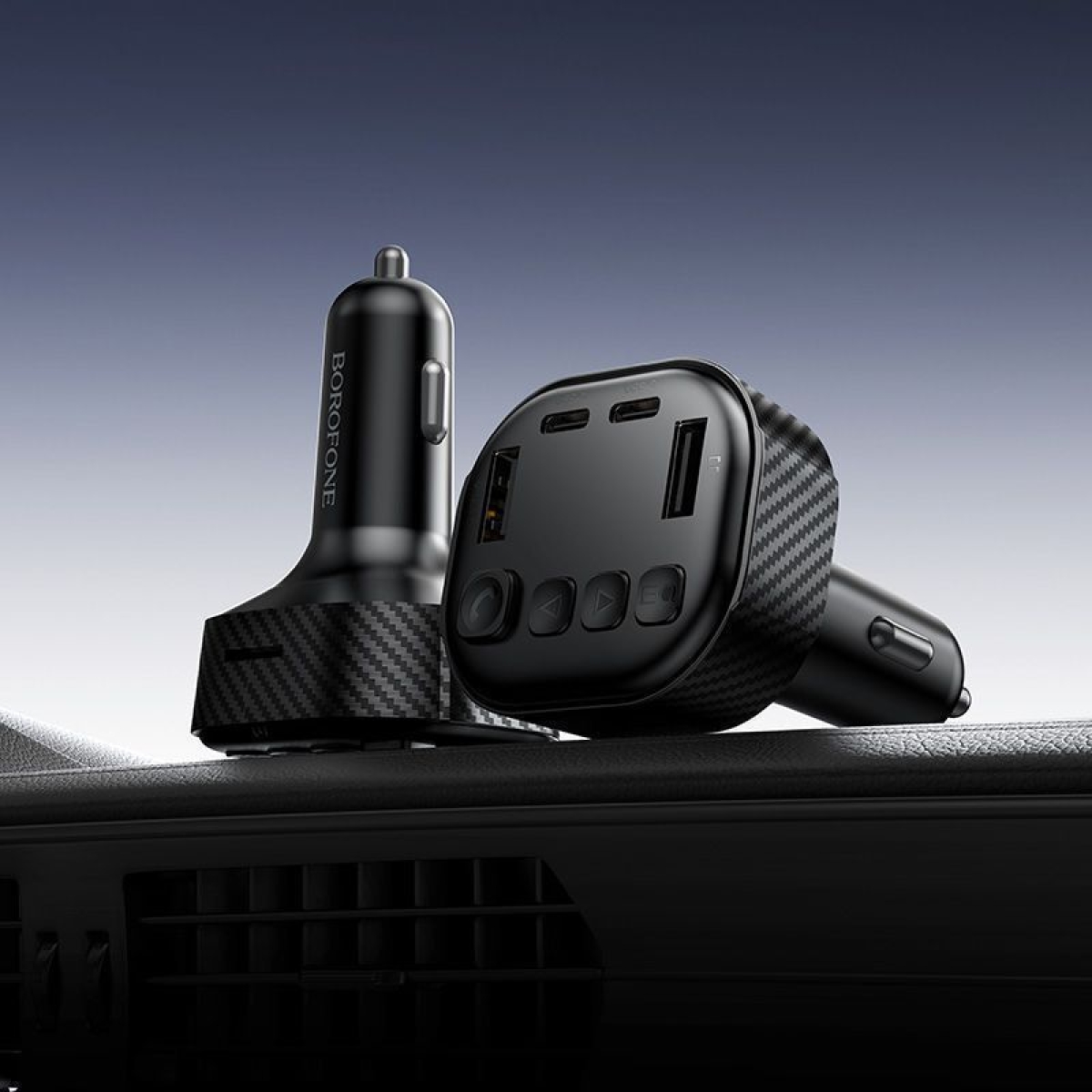FM Transmitter Αυτοκινήτου Bluetooth με 4 Θύρες Φόρτισης 2 USB-C και 2 USB-A Borofone BC66 - Image 4
