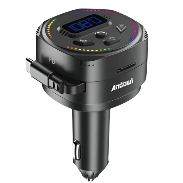 FM Transmitter Αυτοκινήτου Bluetooth με Φορτιστή USB-C 85W και RGB Φωτισμό Andowl N23