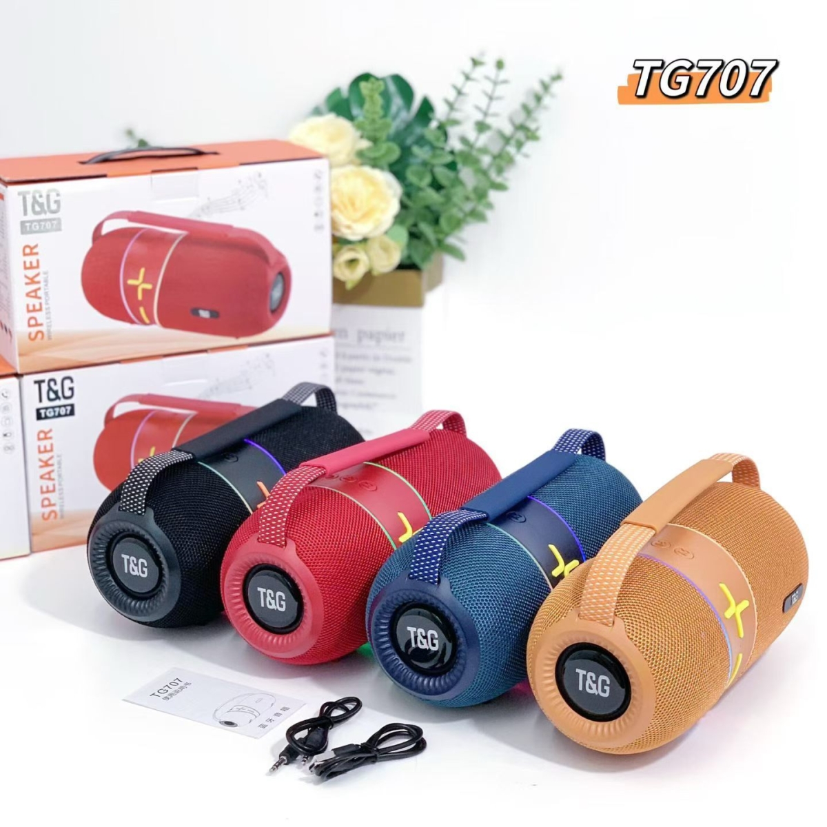 Φορητό Ασύρματο Ηχείο Bluetooth 16W με RGB LED, FM Radio, USB, TF & TWS TG-707 - Image 6