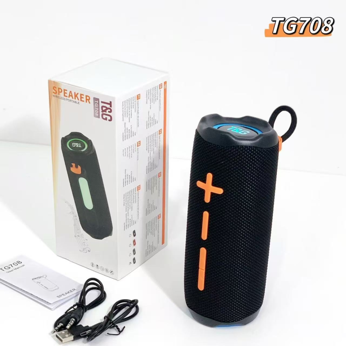 Φορητό Ασύρματο Ηχείο Bluetooth 16W με RGB LED, FM Radio, USB, TF & TWS T&G TG708