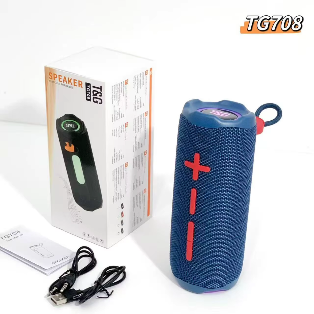 Φορητό Ασύρματο Ηχείο Bluetooth 16W με RGB LED, FM Radio, USB, TF & TWS T&G TG708