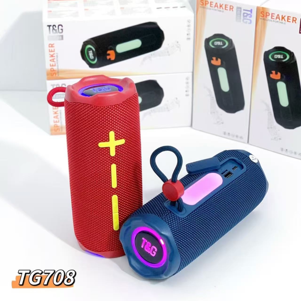Φορητό Ασύρματο Ηχείο Bluetooth 16W με RGB LED, FM Radio, USB, TF & TWS T&G TG708 - Image 7
