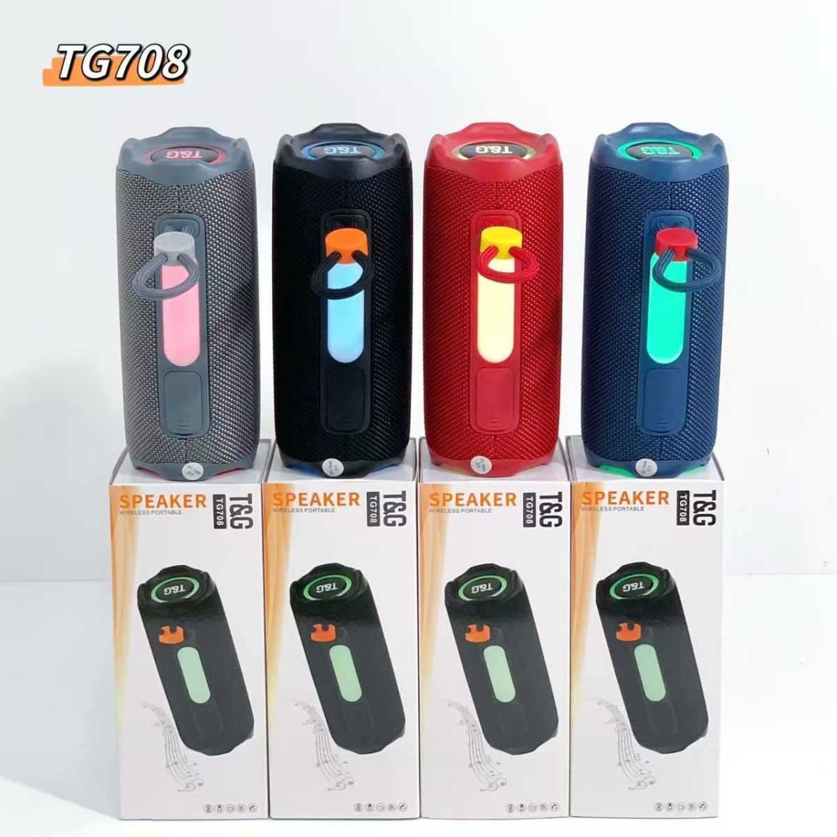 Φορητό Ασύρματο Ηχείο Bluetooth 16W με RGB LED, FM Radio, USB, TF & TWS T&G TG708 - Image 6
