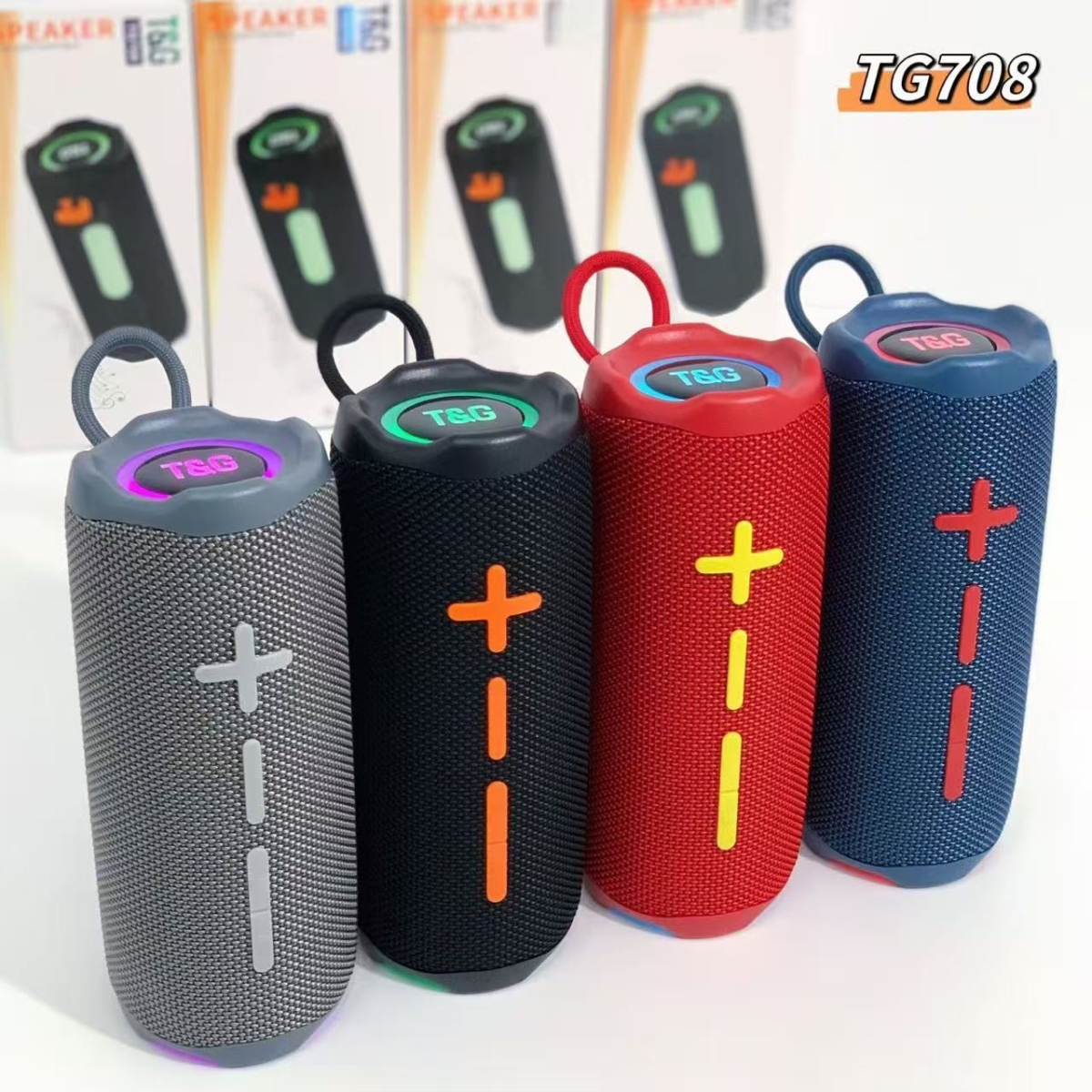 Φορητό Ασύρματο Ηχείο Bluetooth 16W με RGB LED, FM Radio, USB, TF & TWS T&G TG708 - Image 5