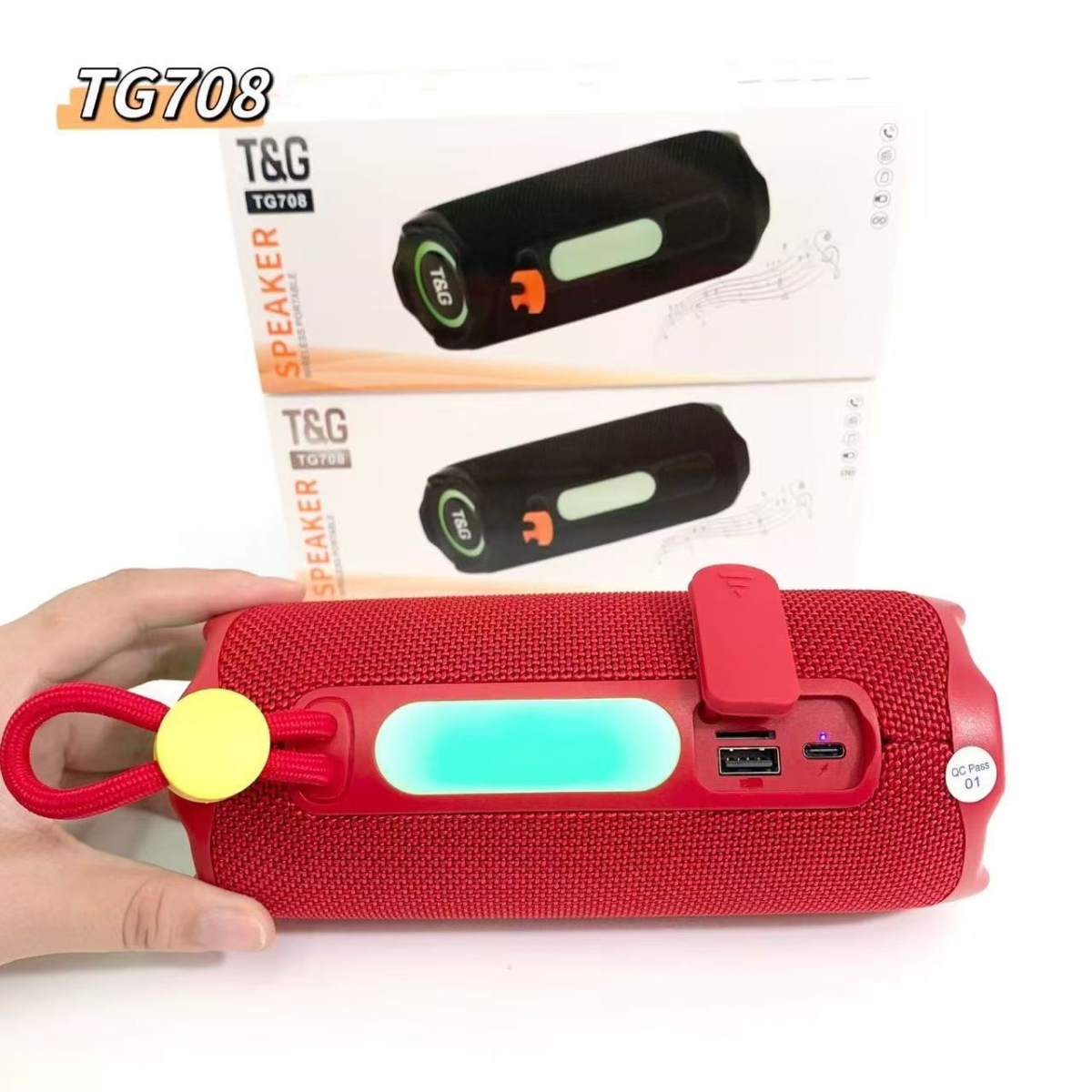 Φορητό Ασύρματο Ηχείο Bluetooth 16W με RGB LED, FM Radio, USB, TF & TWS T&G TG708 - Image 3