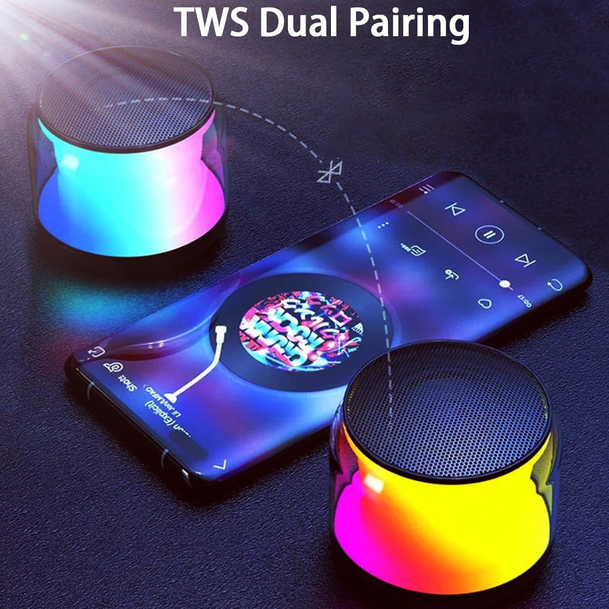 Φορητό Ασύρματο Ηχείο Bluetooth 5.0 με Φωτισμό RGB LED, Λειτουργία TWS και Υποδοχή Κάρτας TF - H102 - Image 2