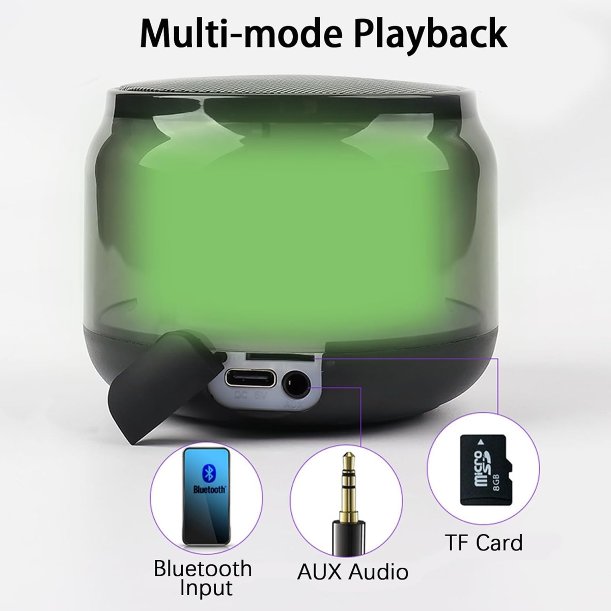 Φορητό Ασύρματο Ηχείο Bluetooth 5.0 με Φωτισμό RGB LED, Λειτουργία TWS και Υποδοχή Κάρτας TF - H102 - Image 6