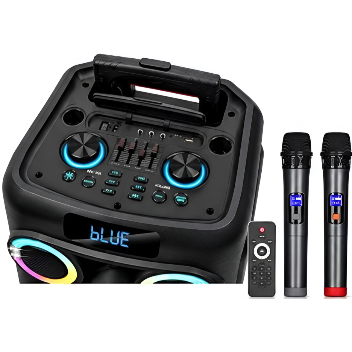 Φορητό Ηχείο Bluetooth 15" 60W με RGB LED, Ασύρματα Μικρόφωνα και Τηλεχειριστήριο NDR-B315 - Image 3