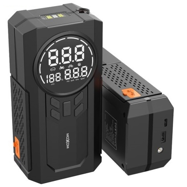Φορητός Αεροσυμπιεστής & Power Bank 8000mAh 110PSI με Οθόνη LCD και Εκκινητή Μπαταρίας Moxom MX-AC02