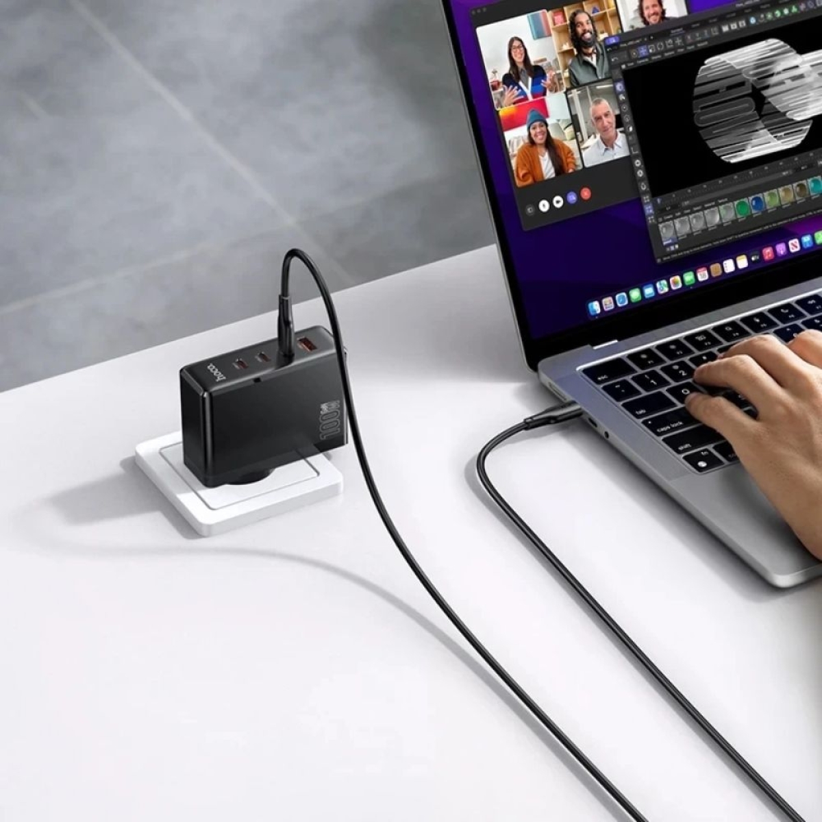 Φορτιστής GaN 100W HOCO N85 με 3 USB-C και 1 USB-A EU