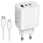 Φορτιστής PD 150W με 3 Θύρες 2 USB-C και 1 USB-A και Καλώδιο USB-C σε Lightning FD
