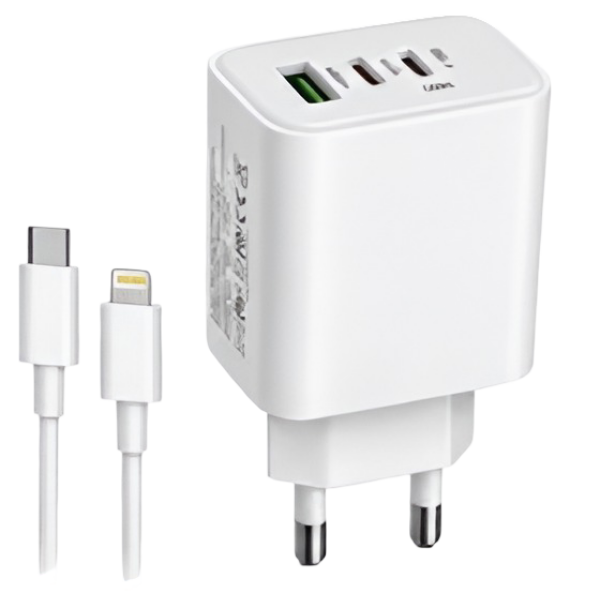 Φορτιστής PD 150W με 3 Θύρες 2 USB-C και 1 USB-A και Καλώδιο USB-C σε Lightning FD