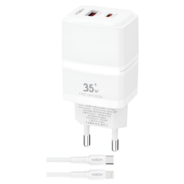 Φορτιστής PD 35W QC 18W με Καλώδιο USB-C σε Lightning 1m Moxom MX-HC337
