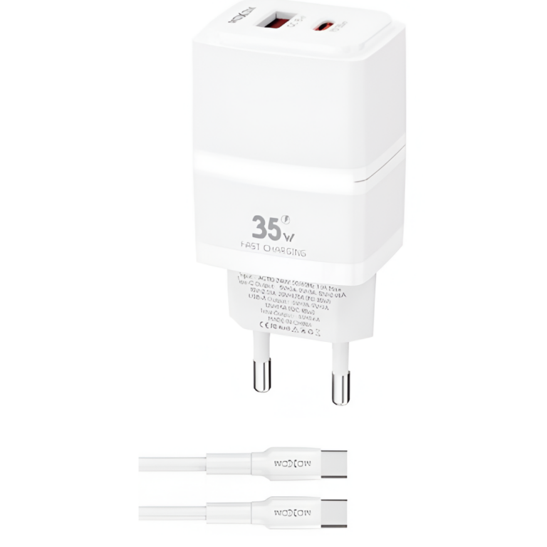 Φορτιστής PD 35W QC 18W με Καλώδιο USB-C σε USB-C 1m Moxom MX-HC337