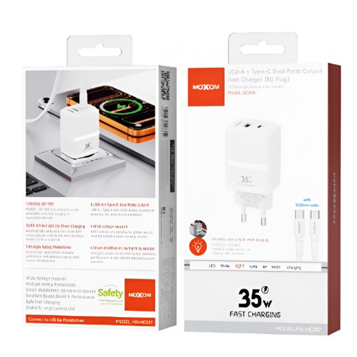 Φορτιστής PD 35W QC 18W με Καλώδιο USB-C σε USB-C 1m Moxom MX-HC337 - Image 2