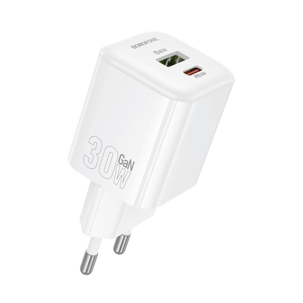 Φορτιστής Ταχείας Φόρτισης PD 30W με USB-C και USB-A QC3.0 Borofone BN35