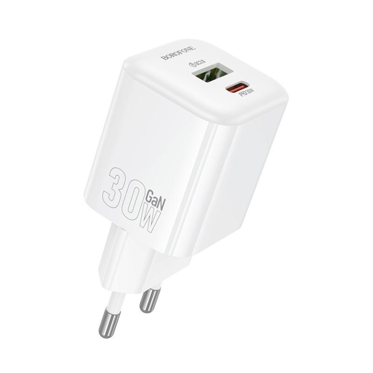 Φορτιστής Ταχείας Φόρτισης PD 30W με USB-C και USB-A QC3.0 Borofone BN35